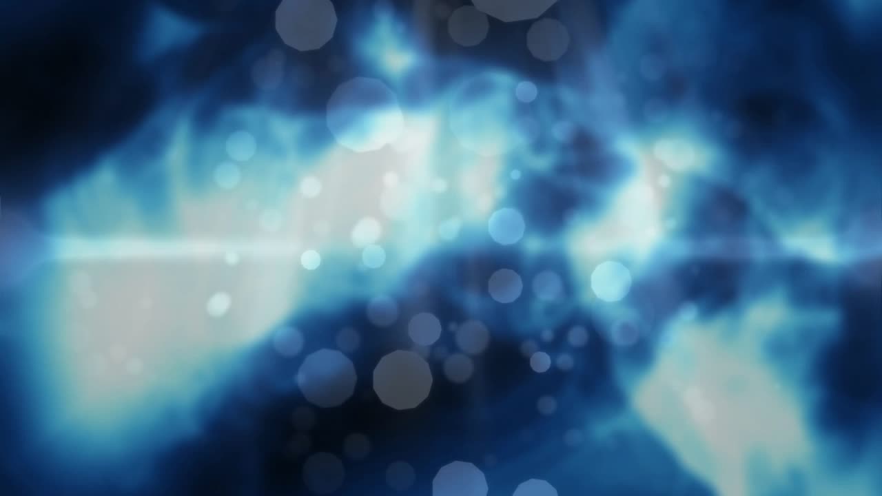 Mavi bir nebulayla başlayan sekans, plazma kayıyor, bokeh genişliyor, merkez parlıyor, derinlik katıyor.