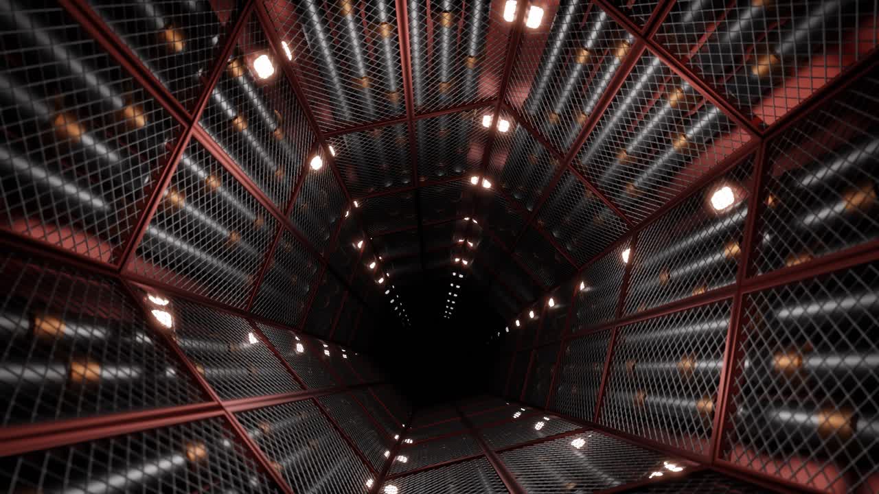 túnel geométrico abstracto en 3d con luces