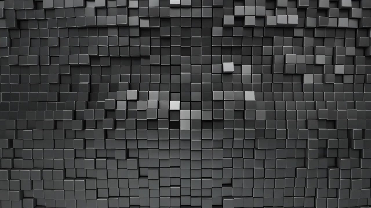 Abstract Background of Moving Black Cubes Forming a Solid Surface