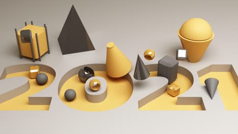 yellow and gray geometric shape 3d rendering