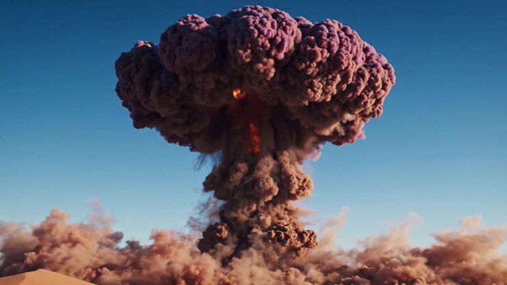 A Spectacular Transformation in the Desert: Witnessing the Transition from a Blinding Explosion to a Massive Erupting Cloud of Smoke and Debris Against a Clear Sky