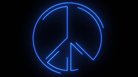 peace blue symbol neon abstract animation.