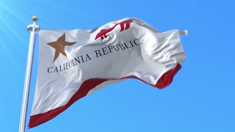 the bear flag, original flag of the california republic, united states. loop