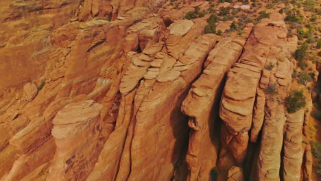 geological formation in the arches national park in utah, usa. amazing bare rounded rocks in the shape of plates piled together. top view.