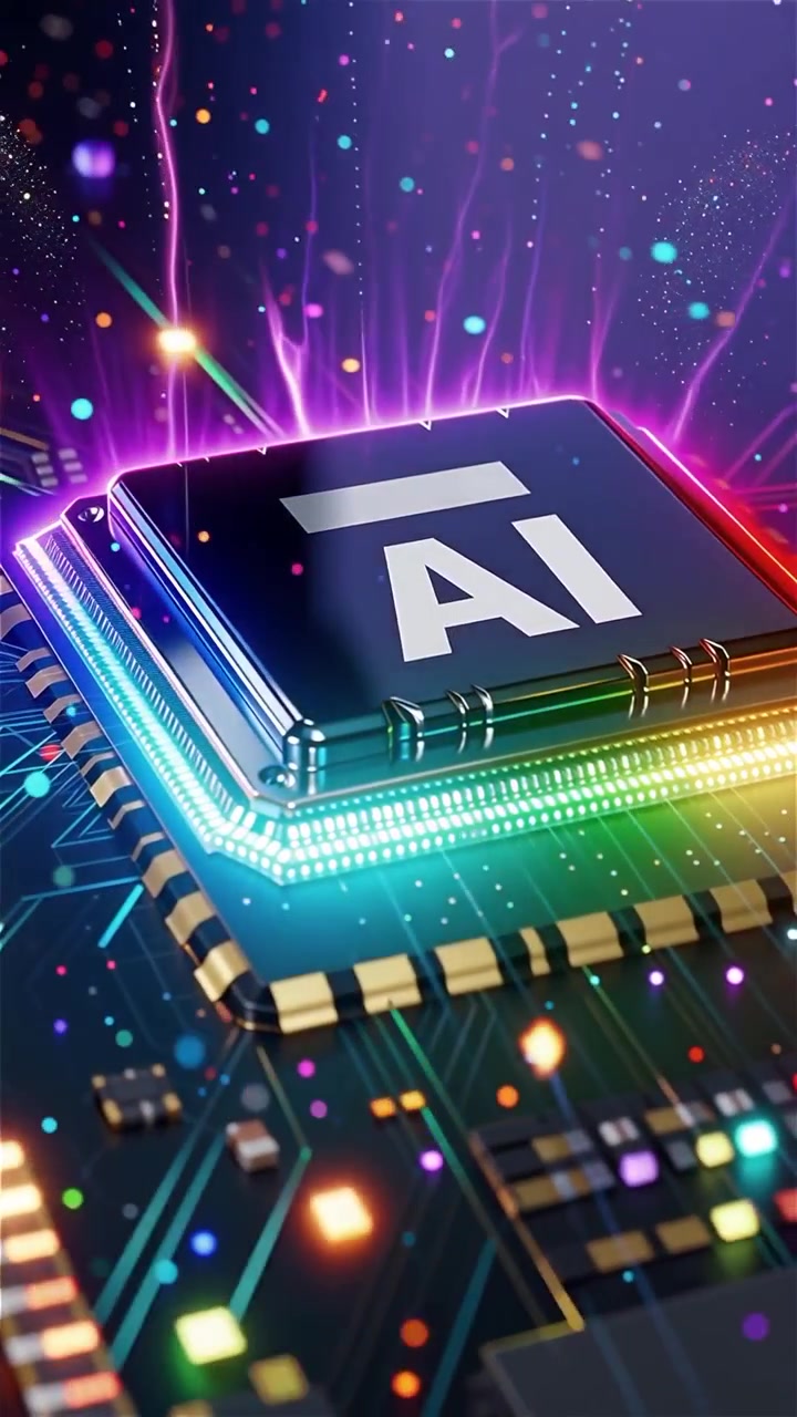 Futuristic AI Chip Motherboard Technology Background