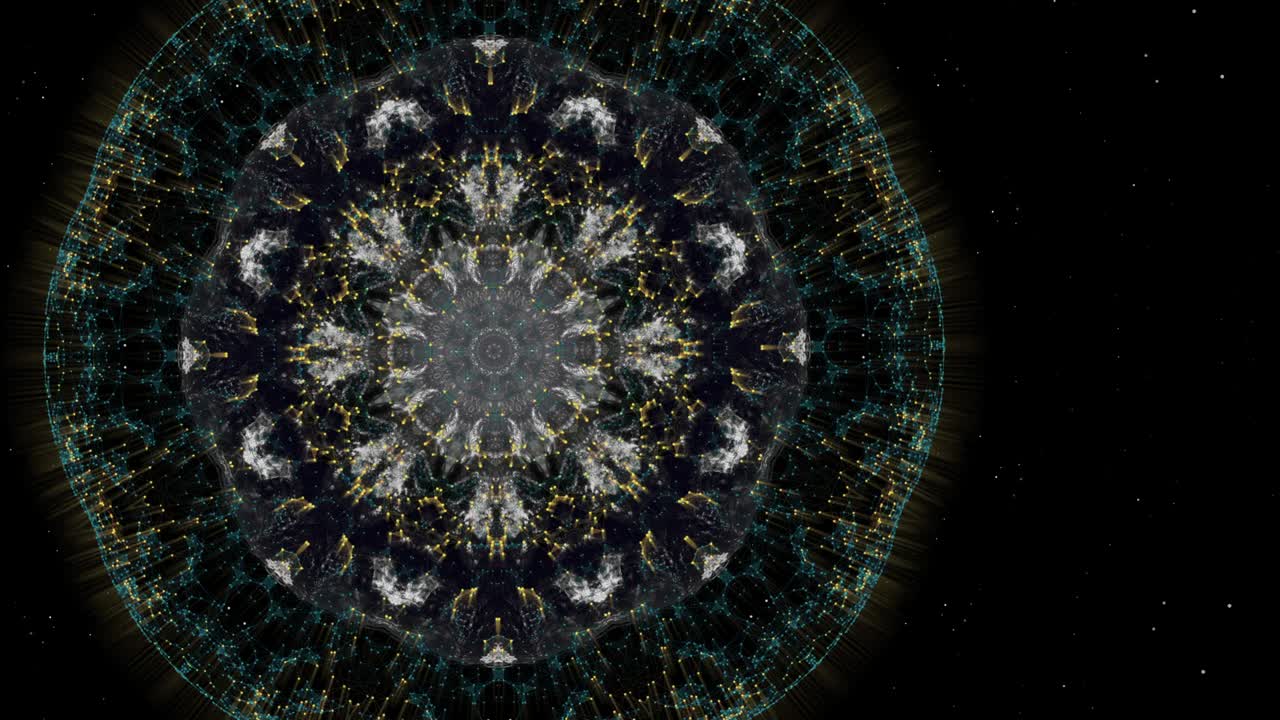 concepto de anomalías globales. animación abstracta de movimiento de patrón psicodélico iluminador poligonal hacia y desde el centro.