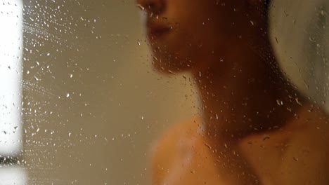 man bathing in bathroom at home 4k