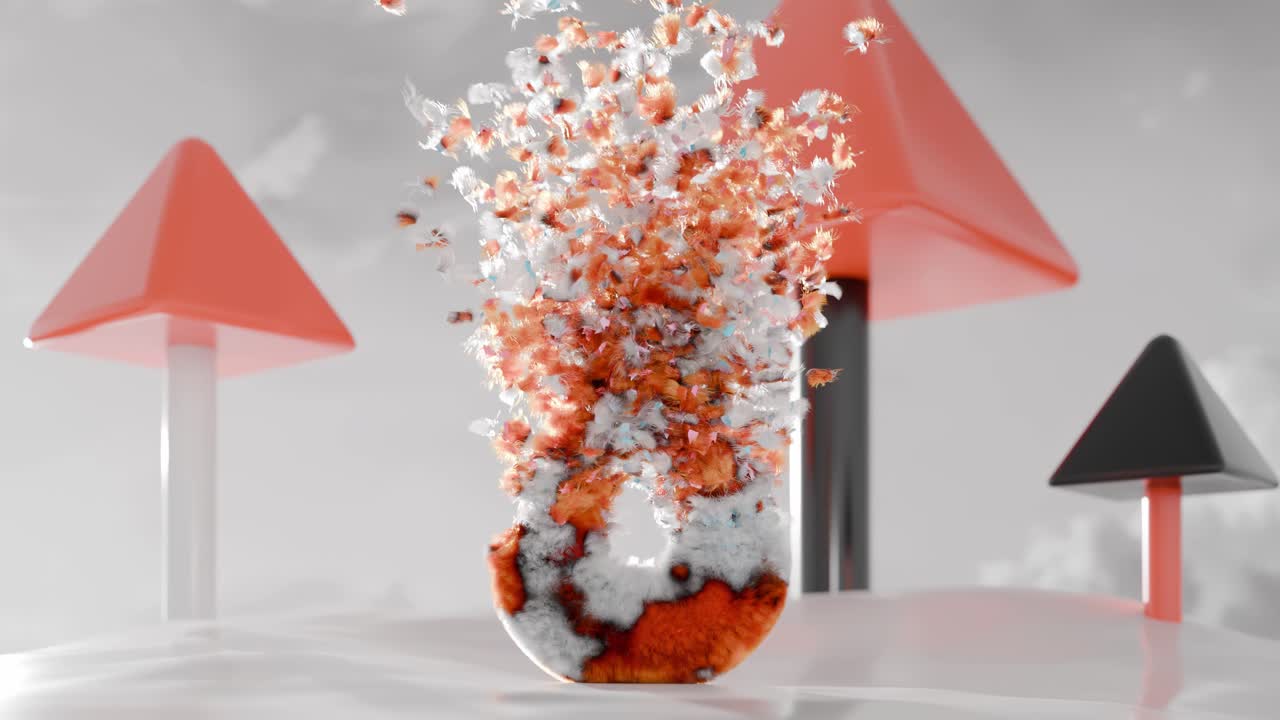 추상적인 3d 렌더링과 폭발적인 기하학적 모양