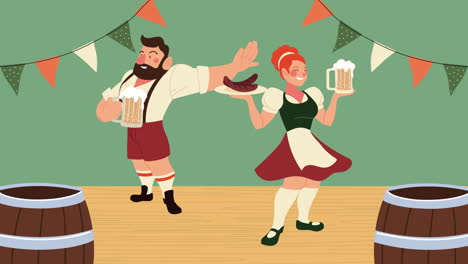 oktoberfest celebration with waiters