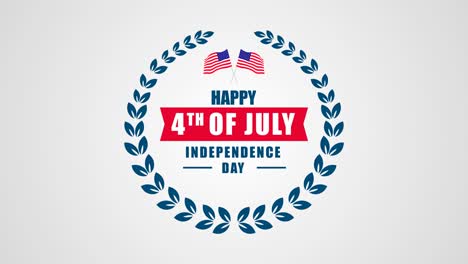 4th-of-July-Celebratory-Animation-with-Greetings-for-Independence-Day-Displayed-at-the-Center-of-the-Screen-with-American-Flag-and-a-Leaf-Garland-on-a-Grey-Background