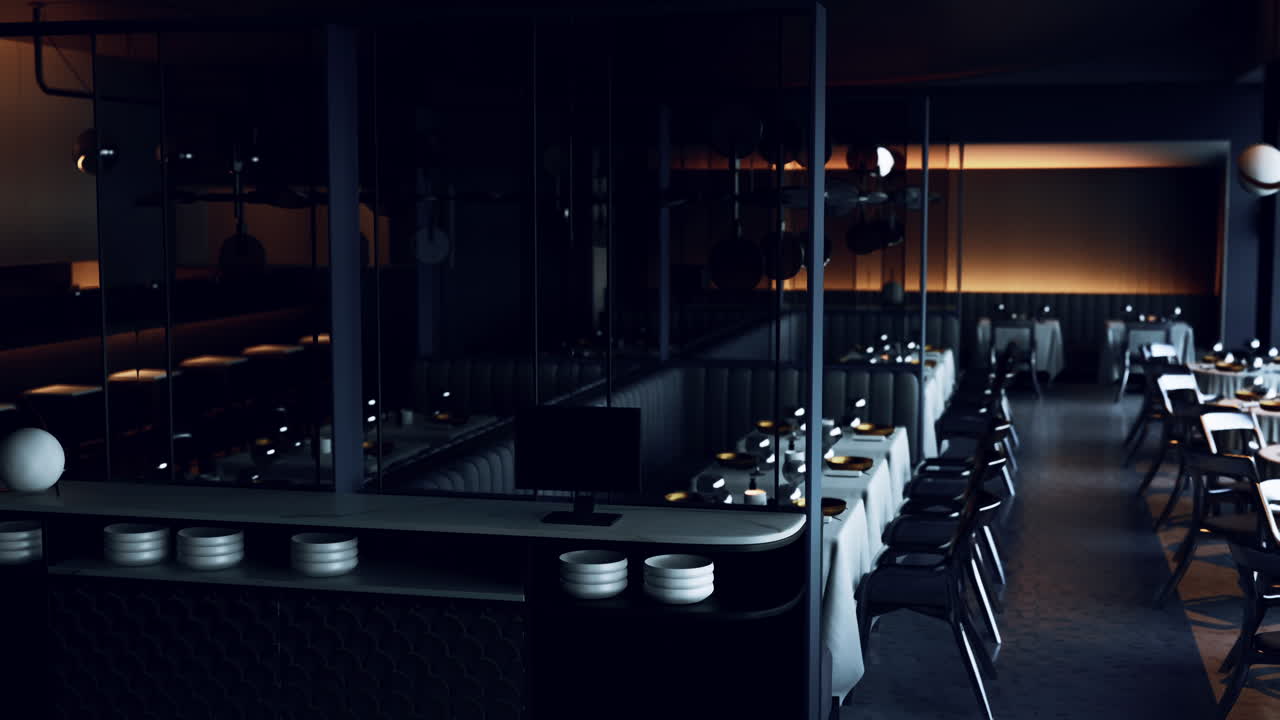 현대적인 빈 레스토랑 인테리어