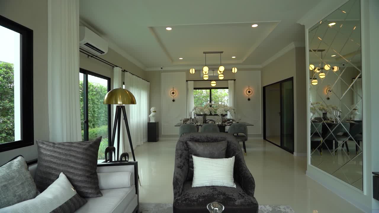 diseño de interiores de sala de estar con estilo y elegante