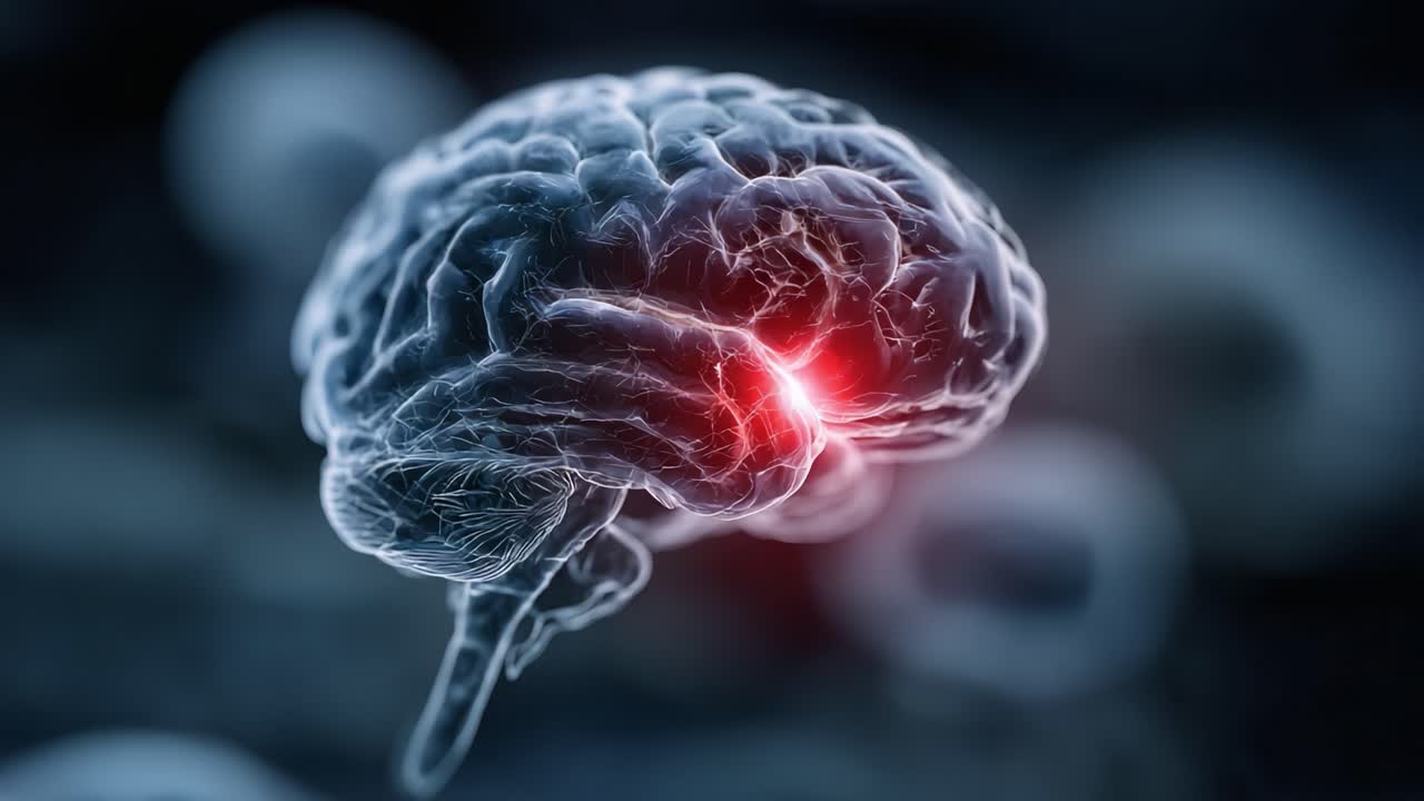 Visuell representation av neural aktivitet i den mänskliga hjärnan, som framhäver elektriska signaler och konnektivitetsmönster för vetenskaplig utforskning och förståelse.