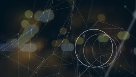 animation of network of connections over glowing lights on dark background
