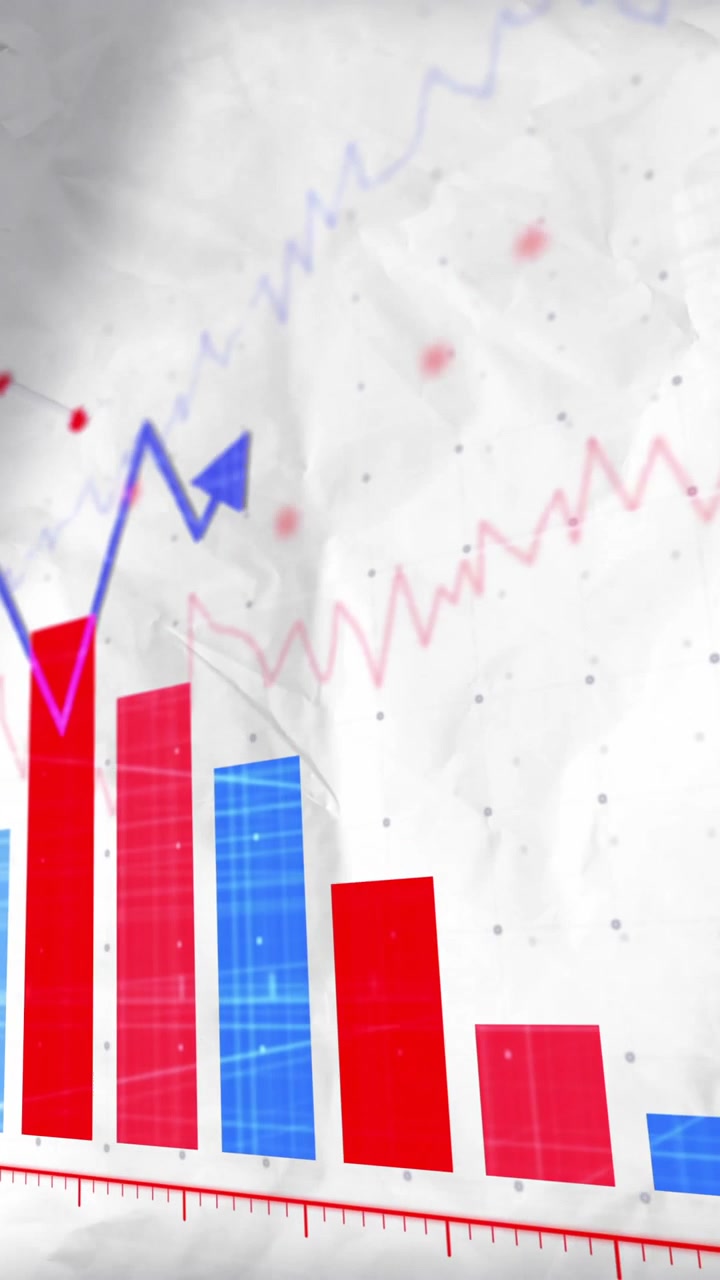 Animación de procesamiento de datos financieros sobre una cuadrícula.