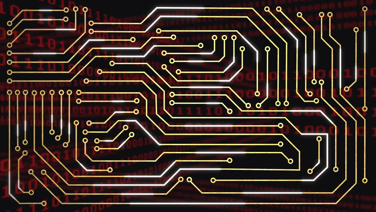 animación del procesamiento de datos sobre un fondo negro
