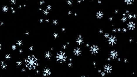 animation of christmas snowflakes falling on black background