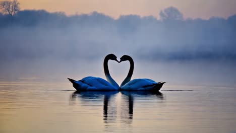 two swans in love