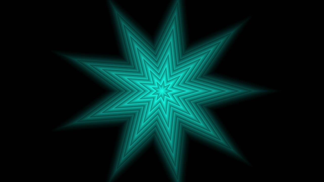 Abstract Teal Star on Black Background