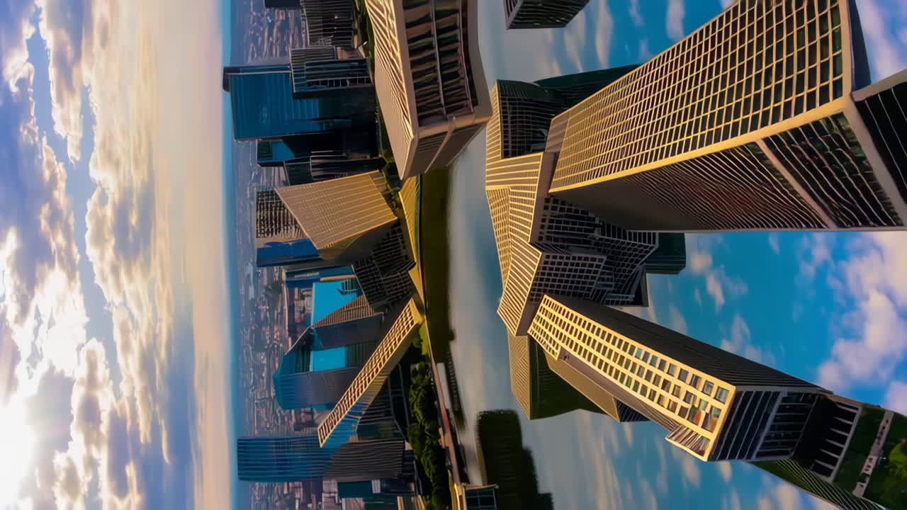 Aerial View of a Modern City with Reflections