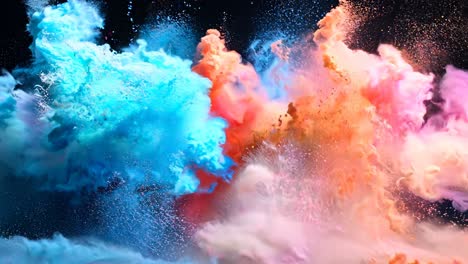 a colorful explosion of smoke and dust. the colors are bright and vibrant, creating a sense of energy and excitement. the image is dynamic and visually striking, capturing the viewer's attention
