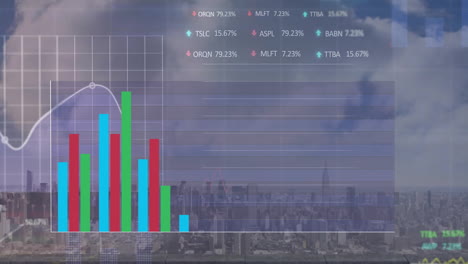 animación del procesamiento de datos sobre el paisaje urbano