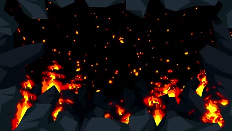 evil abstract animation, apocalyptic hell background, fire flames on spooky wilderness,