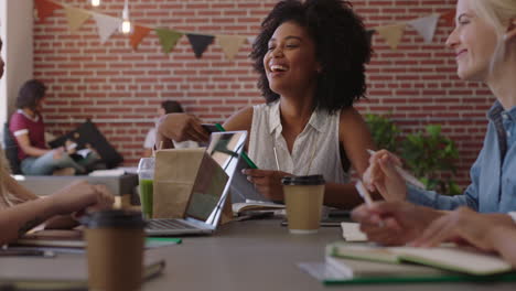 multi ethnic business women meeting brainstorming sharing creative ideas for startup project in modern office workplace