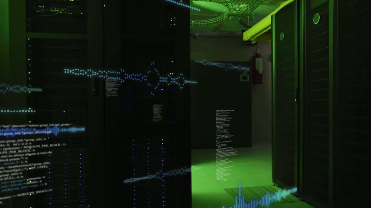 Animation of data processing over server room