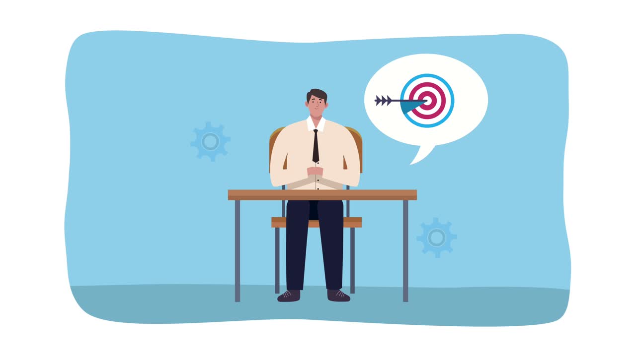 coaching animation with businessman in the office
