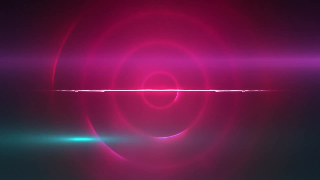 Digital animation of light trails against pink spiral light trails on black background