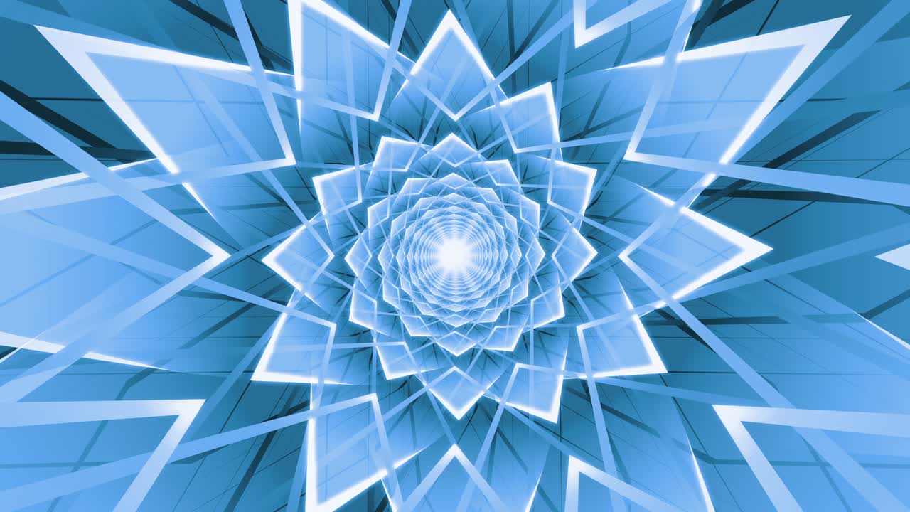 estrellas esféricas abstractas o copos de nieve. fondo de bucle de túnel animado de invierno