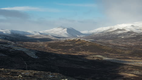 famous snohetta mountain in the viewpoint in dovre, norway