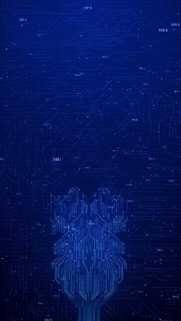 digital circuit grid illuminated binary number pattern symbolizing flow of data futuristic ai