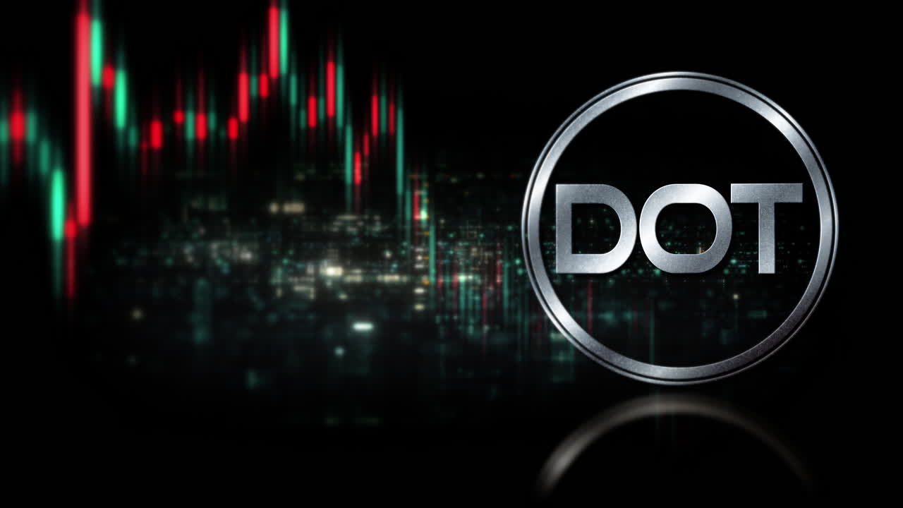 Sfondo digitale futuristico che evidenzia la tecnologia avanzata di criptovaluta e crittografia, con reti blockchain e sistemi crittografici sicuri : DOT