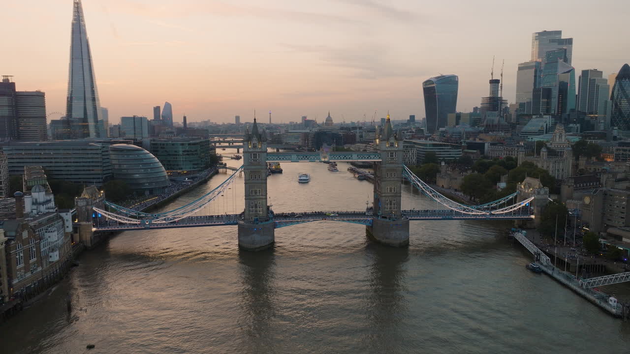 London Skyline at Sunset with Tower Bridge