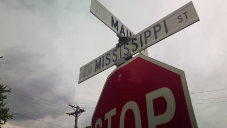 Road sign to Mississippi st in Liberty Missouri, by Liberty Jail