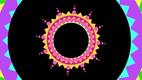 diseño gráfico que gira en el centro y aumenta el tamaño, para cubrir todo el fondo y desaparecer.