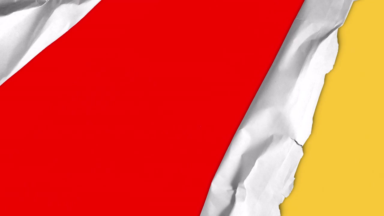Yellow Paper Tearing Open to Reveal Red Background