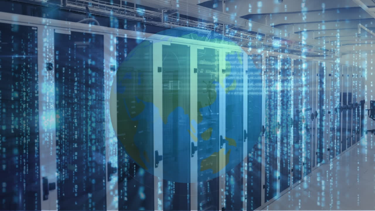 animación del globo y las luces sobre los servidores