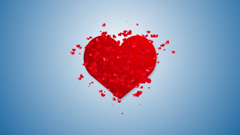 red beating heart symbol on a blue background. movement of small red hearts. animated romantic background.