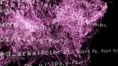 Animation of data processing over explosion of pink light trails