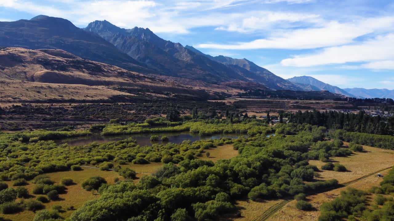 AERIAL Shot of a Stunning Mountain Landscape in Glenorchy, New Zealand