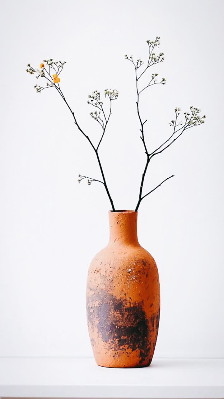 Terracotta Vase with Dried Flowers