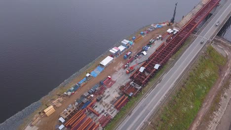 bridge construction site over river