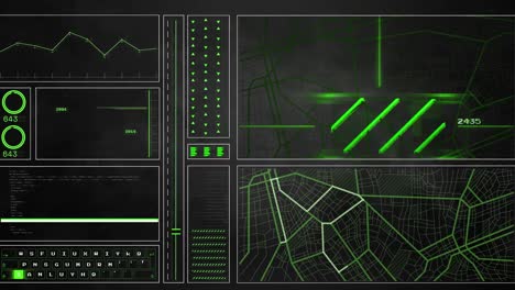 Animation-of-data-processing-over-shapes-on-black-background