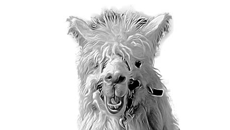 llama chewing eating drawn animation black and white