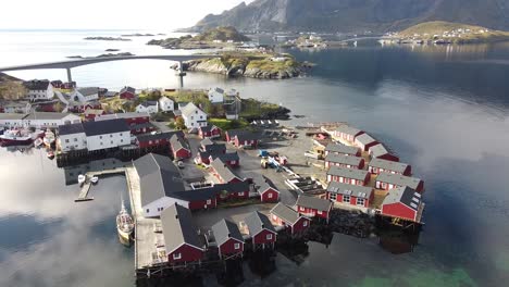 Luftaufnahme-Von-Hamnoy-In-Norwegen-Auf-Den-Lofoten-Inseln