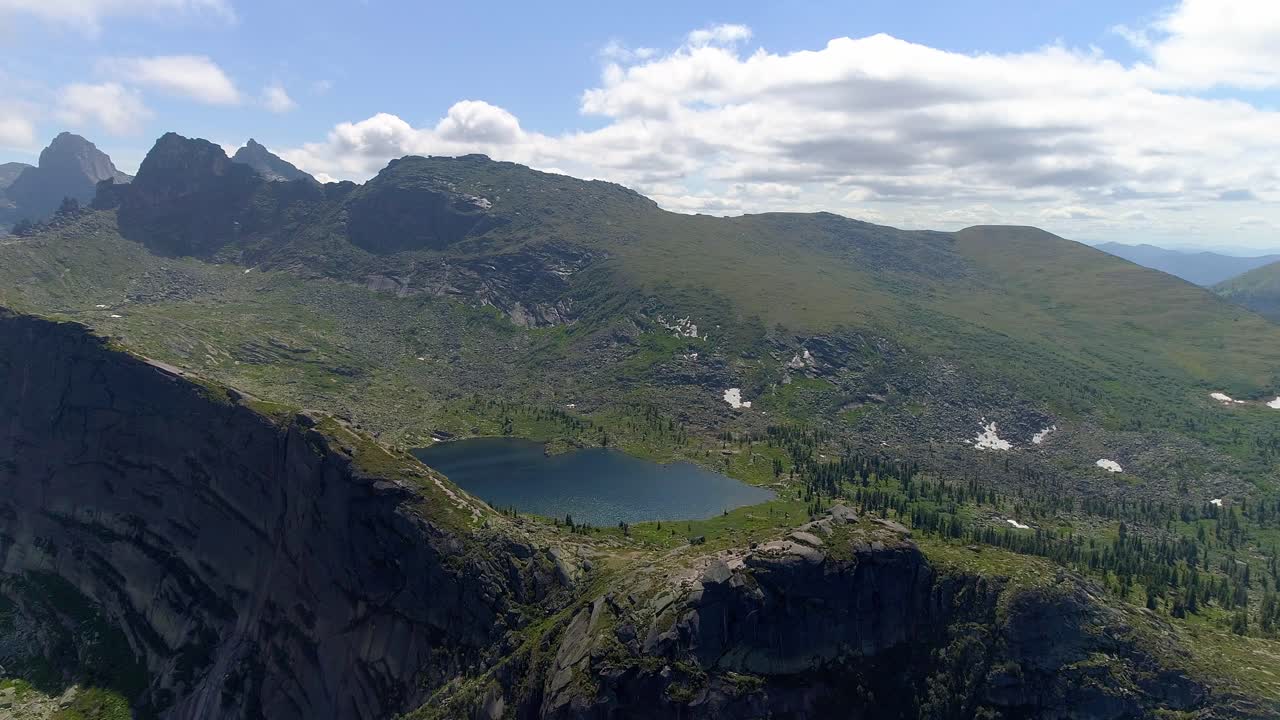 vista aérea de un lago de montaña