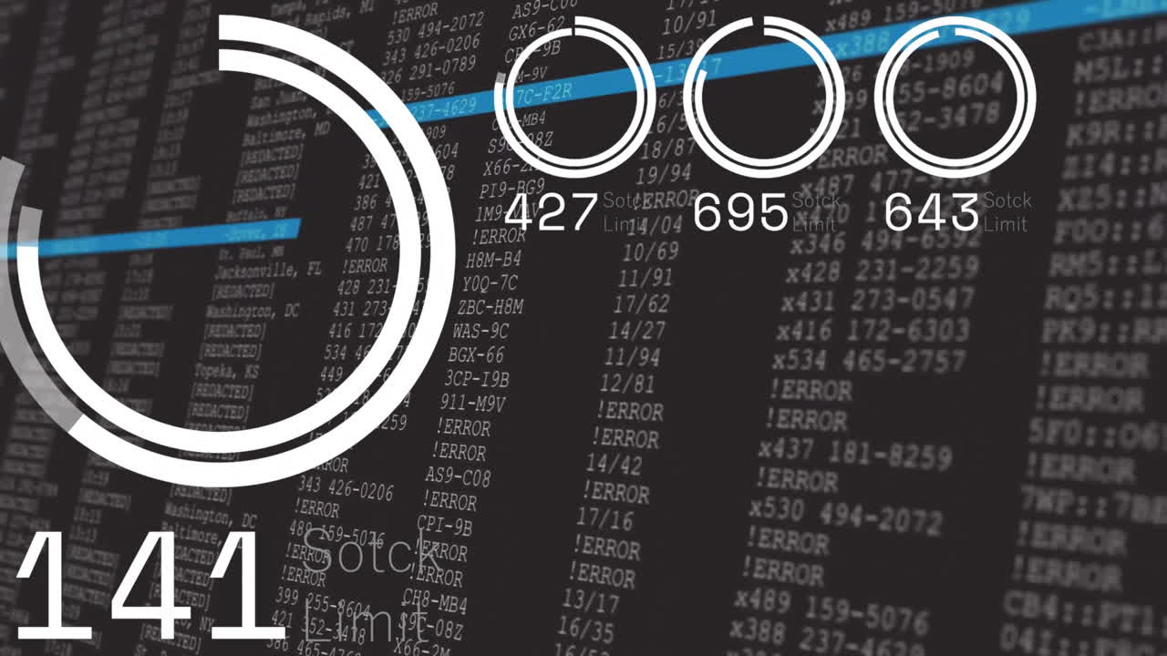 animación del procesamiento de datos financieros en pantalla